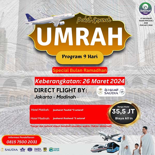 Umrah Itikaf Ramadhan 1445 H  , Kartika Utama Tour , Paket 17 hari, Keberangkatan, 26 Maret 2024